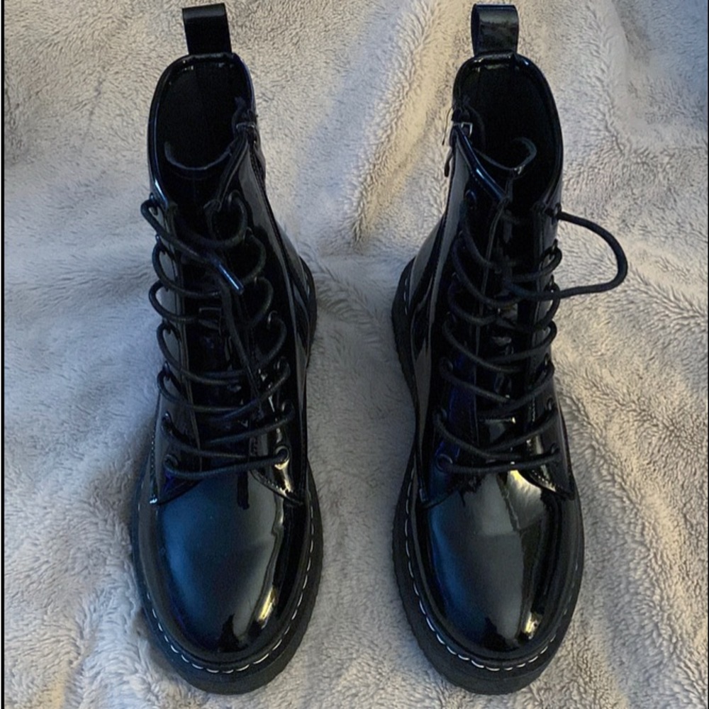 Patent leather combat boots size 8